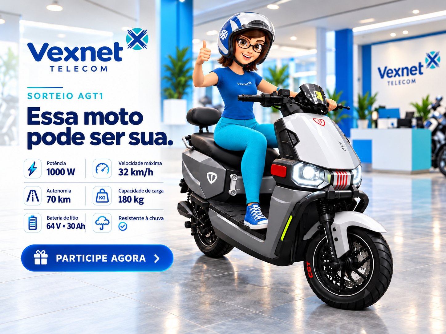Sorteio da Moto Elétrica AGT1: essa moto pode ser sua.